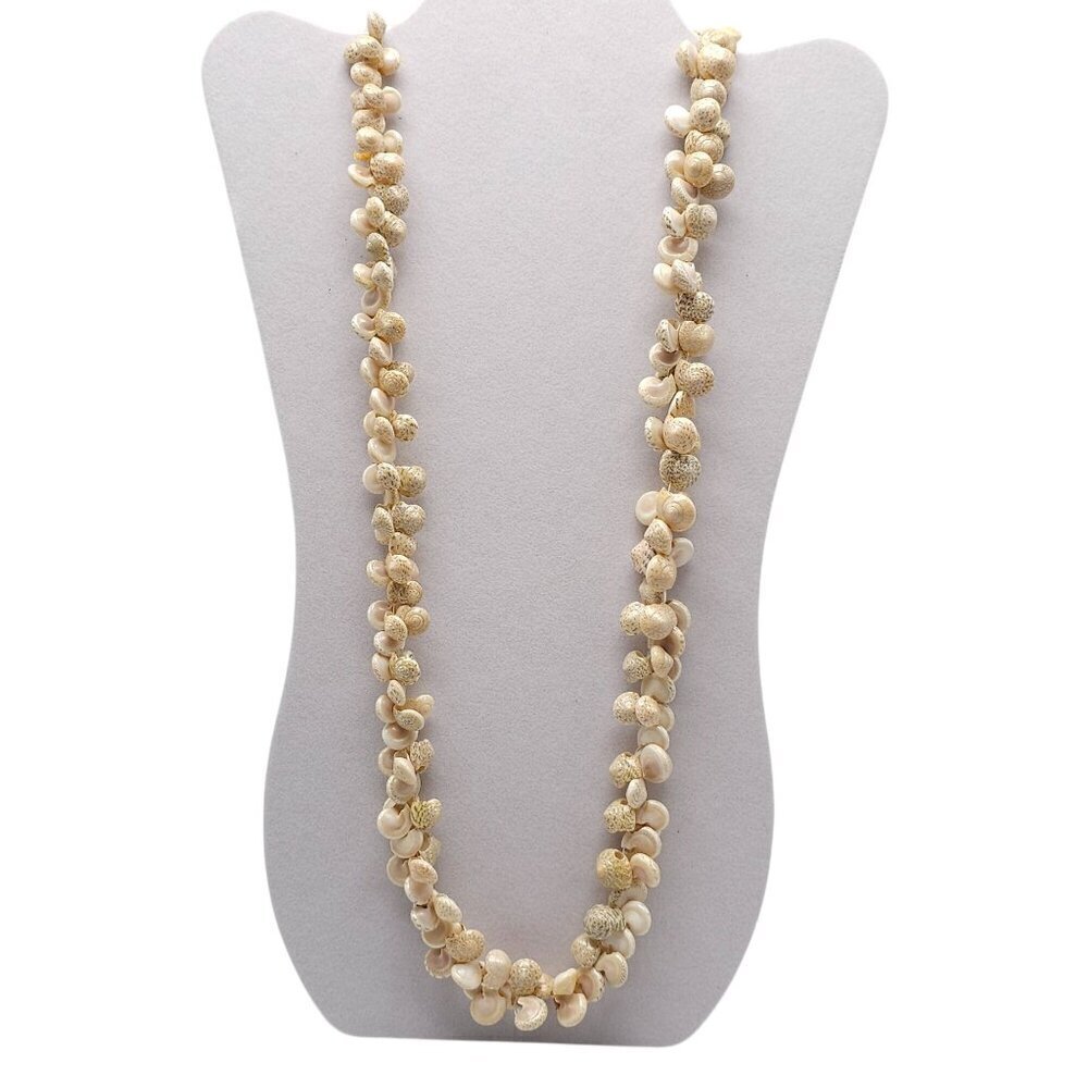 Natural Hawaiian Umbonium Sea Shell Beaded Necklace Lei No Clasp